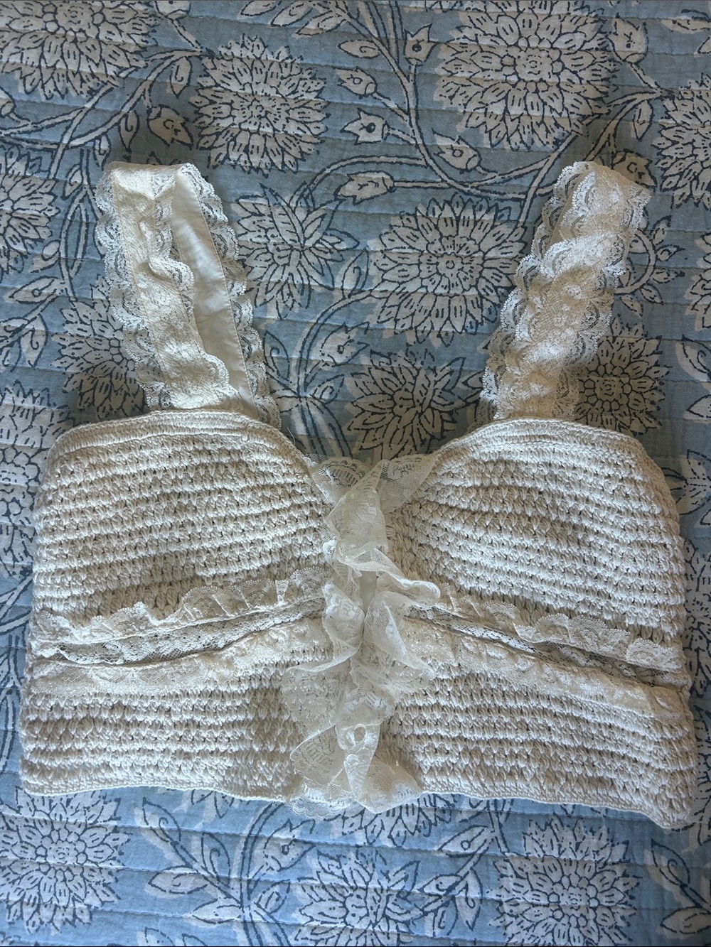 Zara Cream Crochet Lace Crop Top